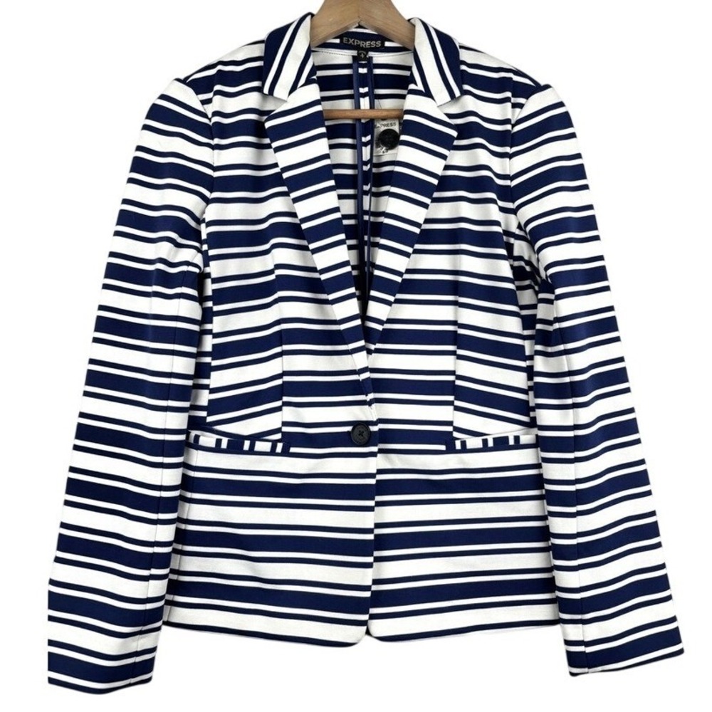 Express Blazer Womens S Striped Nautical Tailored Single Button NWT